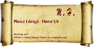 Meszlényi Henrik névjegykártya