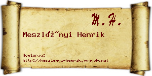 Meszlényi Henrik névjegykártya